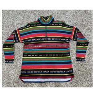 CHAPS SPORT Western Aztec 1/4 Zip Pullover Shirt Top Long Sleeve Size L Tribal